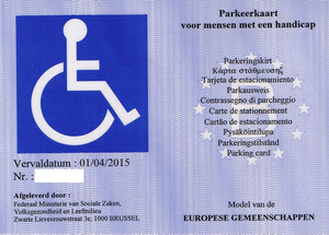 parkeerkaart personen met een handicap